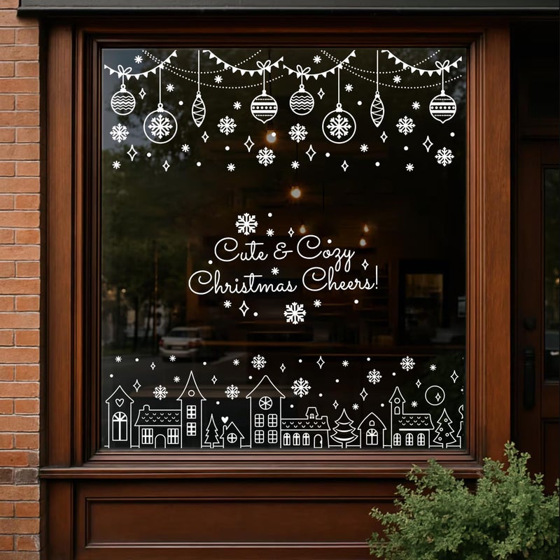 zosylley Christmas Stencils for Window Glass Large Christmas Stencils for Crafts Reusable Xmas Village House Holiday Stencil for Painting on Wood Wall Fabrics Decor - Image 3